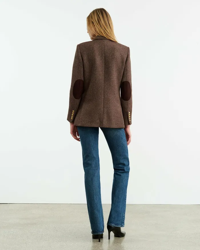 MIREILLE BLAZER Brown Herringbone Women Nili Lotan Jackets and Blazers