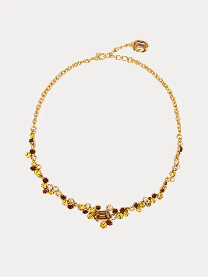 Mixed Crystal Cluster Necklace Topaz Women Oscar De La Renta Necklaces