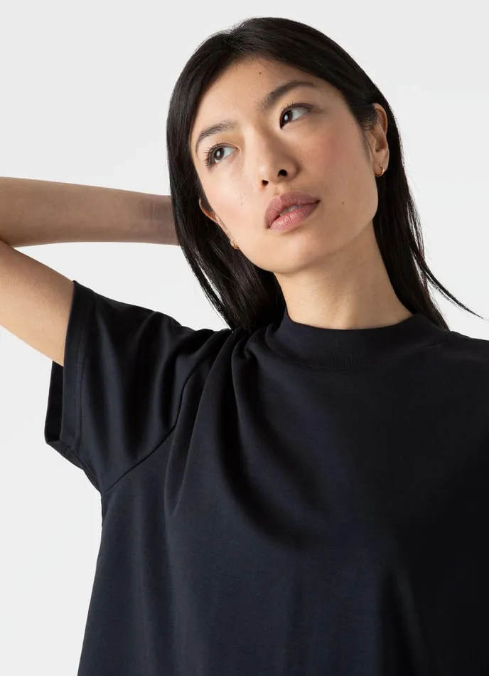 Mock Neck Heavyweight Tshirt Black Women SUNSPEL Tshirts and Tops