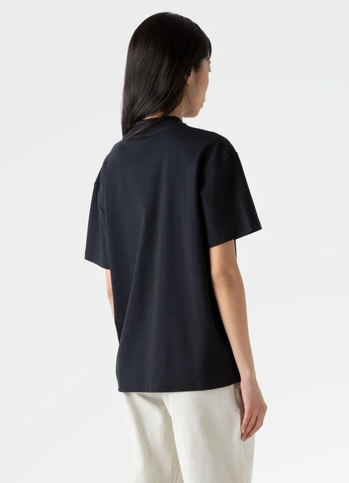 Mock Neck Heavyweight Tshirt Black Women SUNSPEL Tshirts and Tops