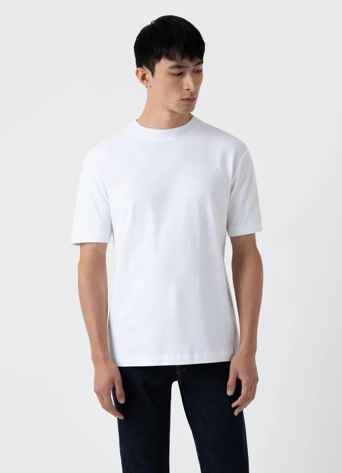 Mock Neck Heavyweight Tshirt White Men SUNSPEL Tshirts