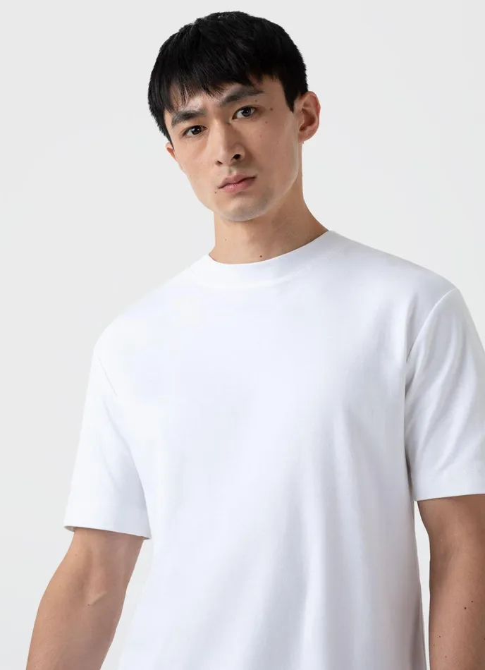 Mock Neck Heavyweight Tshirt White Men SUNSPEL Tshirts