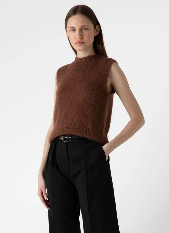 Mohair Silk Vest Mid Camel Women SUNSPEL Knitwear