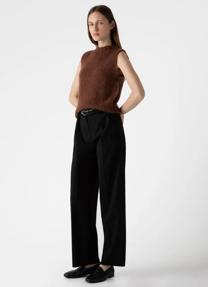 Mohair Silk Vest Mid Camel Women SUNSPEL Knitwear