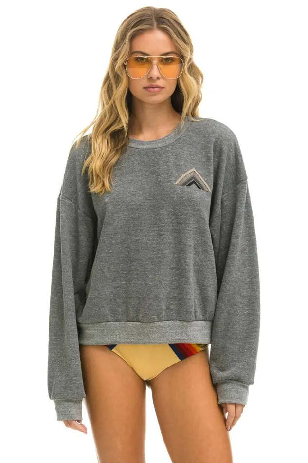 Mountain Stitch Relaxed Crew Sweatshirt 8211 Heather Grey WomenMen Aviator Nation Sweatshirts Mountain Stitch Relaxed Crew Sweatshirt 8211 Heather Grey WomenMen Aviator Nation Sweatshirts