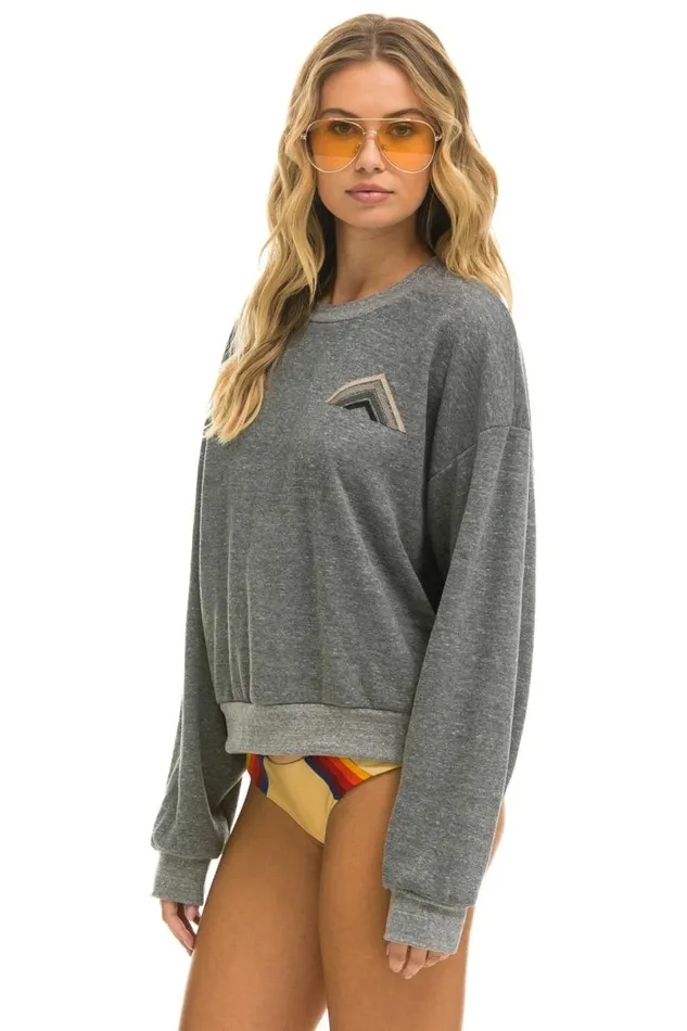 Mountain Stitch Relaxed Crew Sweatshirt 8211 Heather Grey WomenMen Aviator Nation Sweatshirts