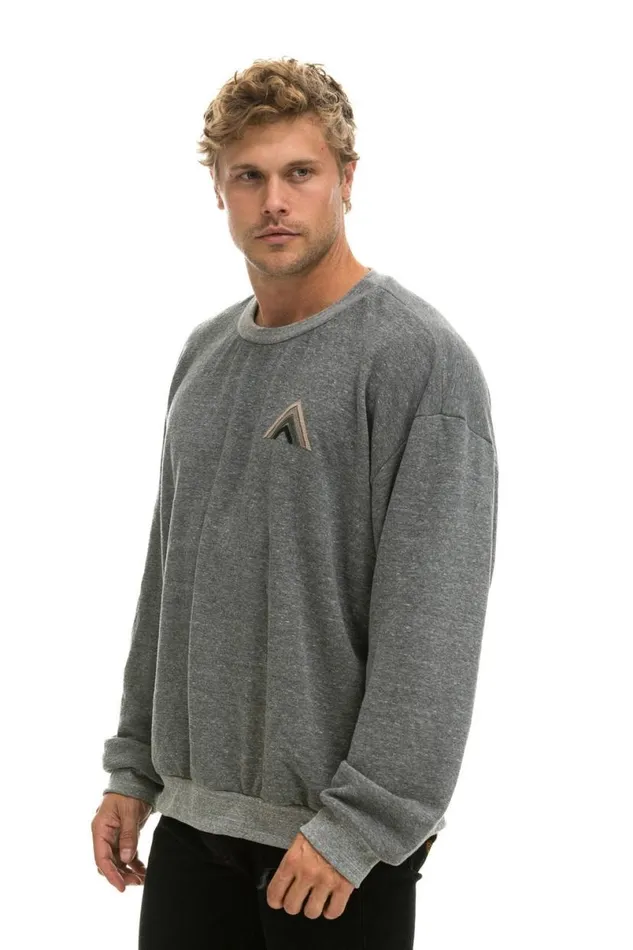 Mountain Stitch Relaxed Crew Sweatshirt 8211 Heather Grey WomenMen Aviator Nation Sweatshirts