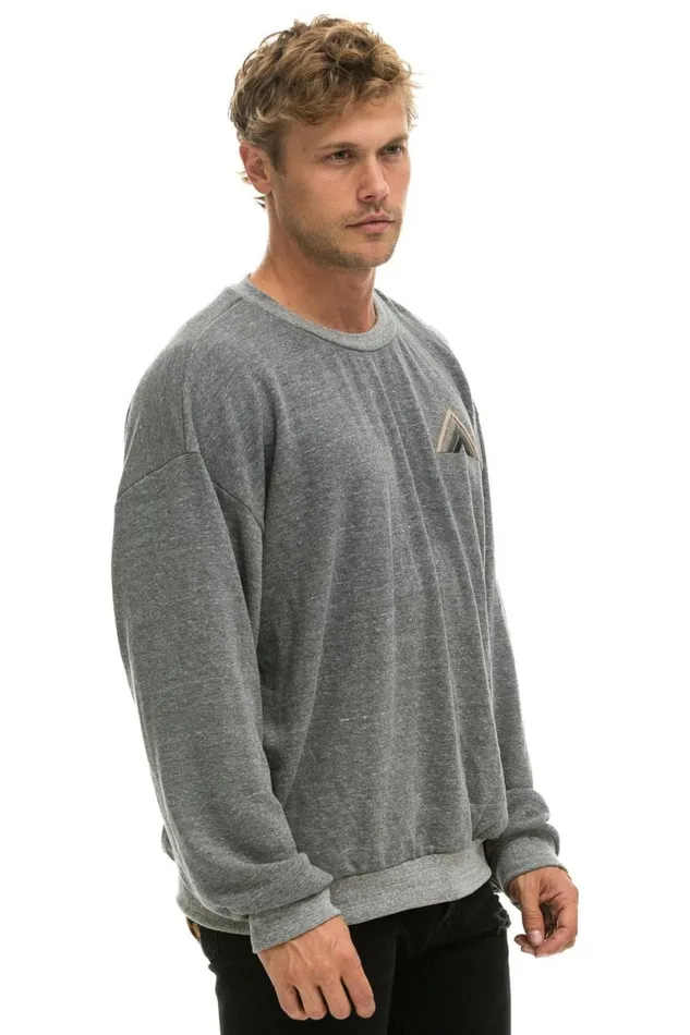 Mountain Stitch Relaxed Crew Sweatshirt 8211 Heather Grey WomenMen Aviator Nation Sweatshirts