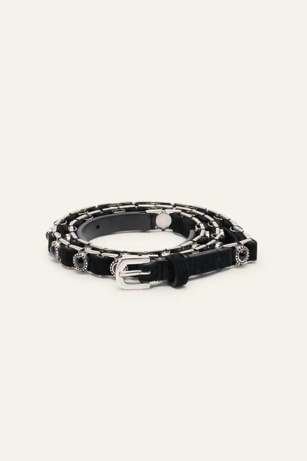 Narrow Belt Beryl Black Women Baandsh Belts