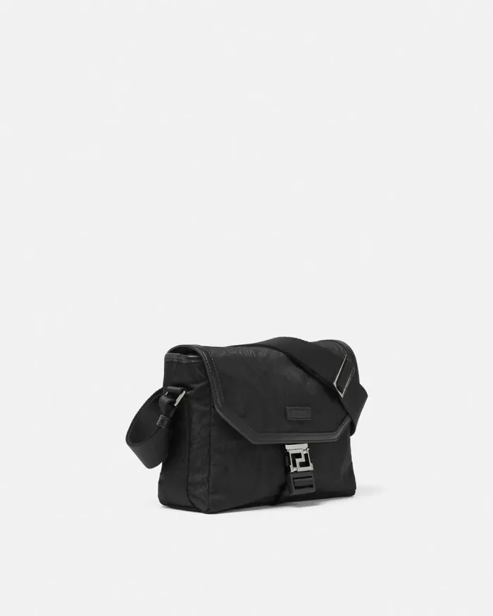 Neo Nylon Jacquard Messenger Bag Black Men Versace Crossbody and Messengers