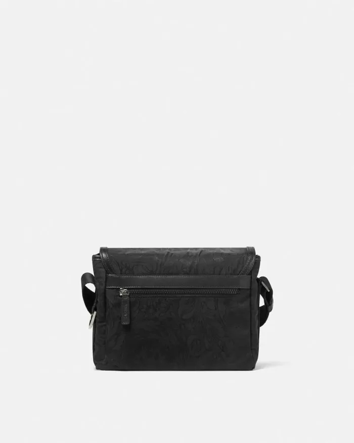 Neo Nylon Jacquard Messenger Bag Black Men Versace Crossbody and Messengers