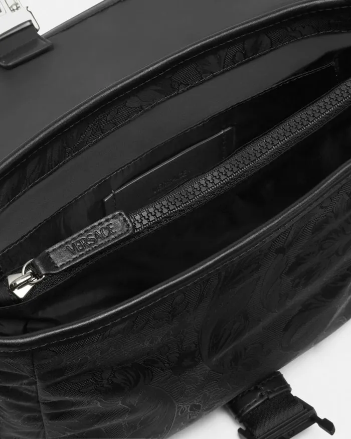 Neo Nylon Jacquard Messenger Bag Black Men Versace Crossbody and Messengers