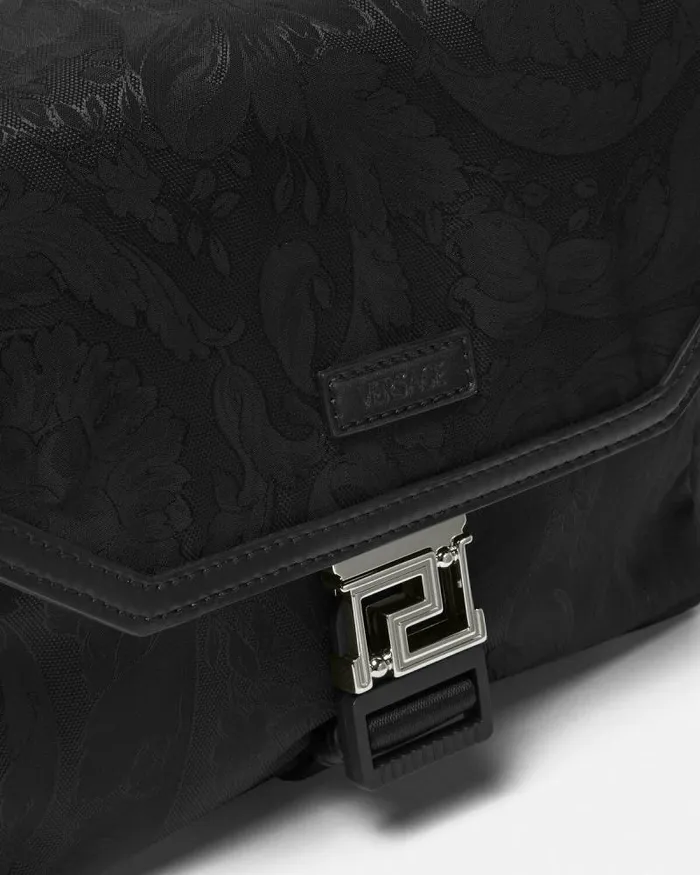 Neo Nylon Jacquard Messenger Bag Black Men Versace Crossbody and Messengers