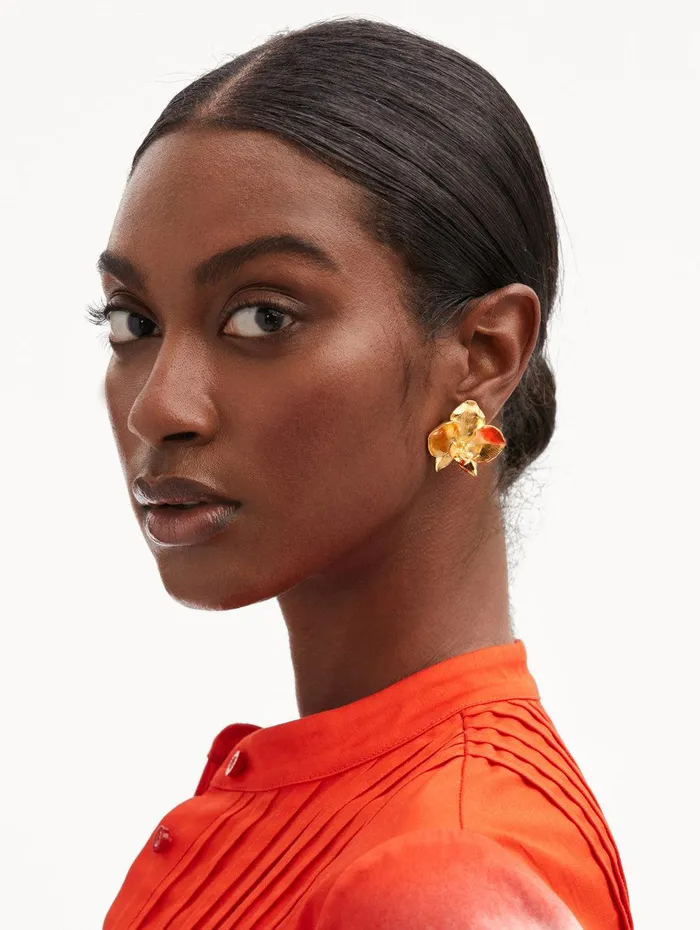 Orchid ClipOn Earrings Gold Women Oscar De La Renta Earrings Orchid ClipOn Earrings Gold Women Oscar De La Renta Earrings