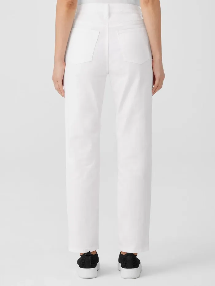 Pants Shorts and Jumpsuits Women Eileen Fisher Organic Cotton Denim Slim Jean White