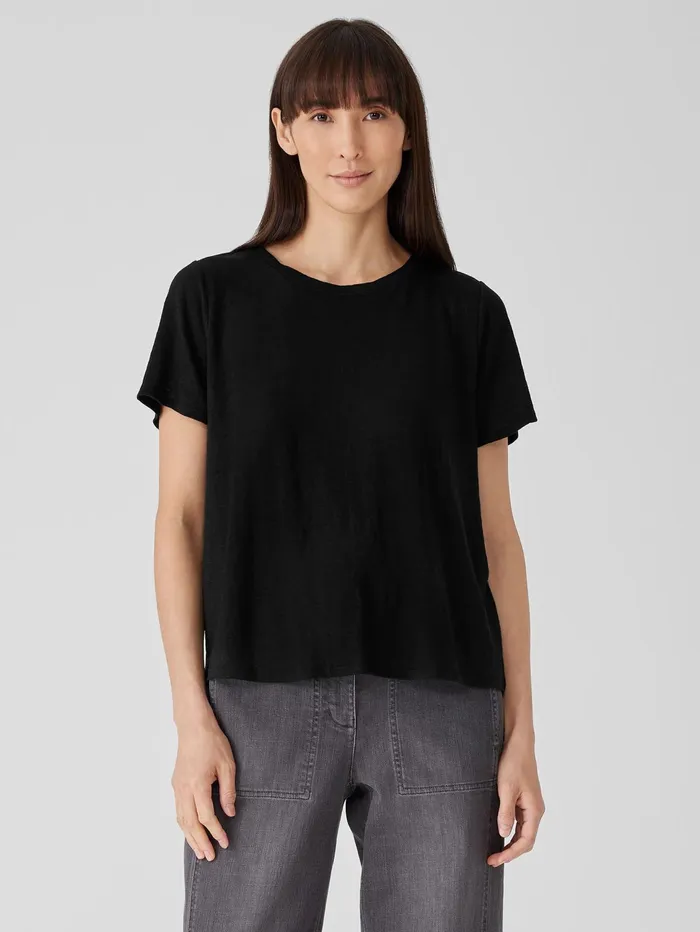 Pants Shorts and Jumpsuits Women Eileen Fisher Organic Linen Jersey Crew Neck Tee Black Pants Shorts and Jumpsuits Women Eileen Fisher Organic Linen Jersey Crew Neck Tee Black