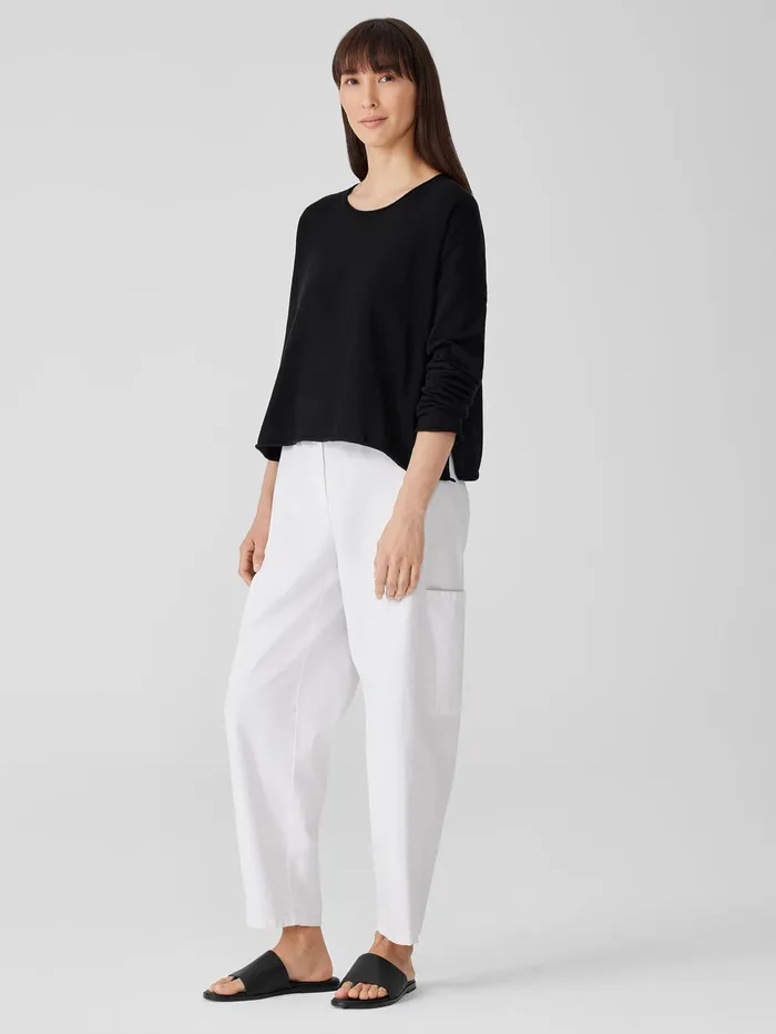 Pants Shorts and Jumpsuits Women Eileen Fisher Peruvian Organic Cotton Crepe Crew Neck Top Black