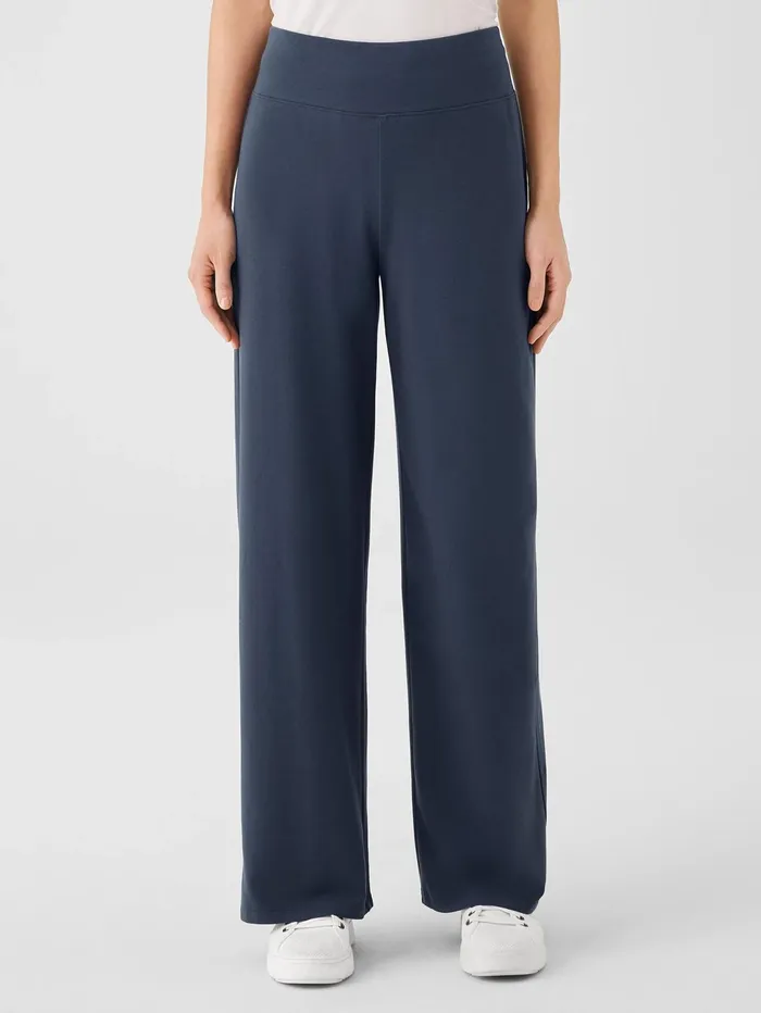 Pants Shorts and Jumpsuits Women Eileen Fisher Pima Cotton Stretch Jersey WideLeg Pant Ocean