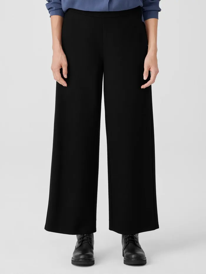 Pants Shorts and Jumpsuits Women Eileen Fisher Washable Flex Ponte WideLeg Pant Black