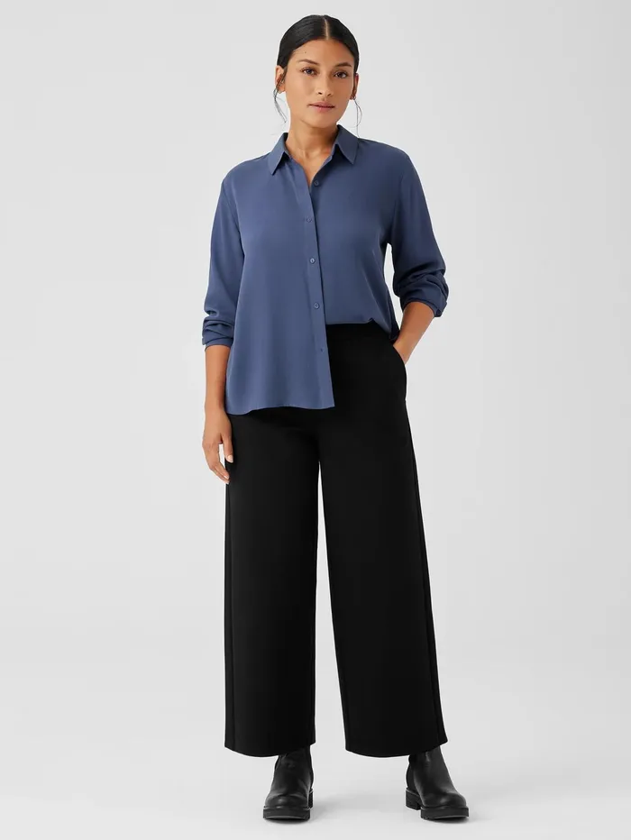 Pants Shorts and Jumpsuits Women Eileen Fisher Washable Flex Ponte WideLeg Pant Black