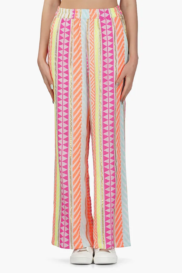 Pants Women America and Beyond Fluorescent Striped Pant