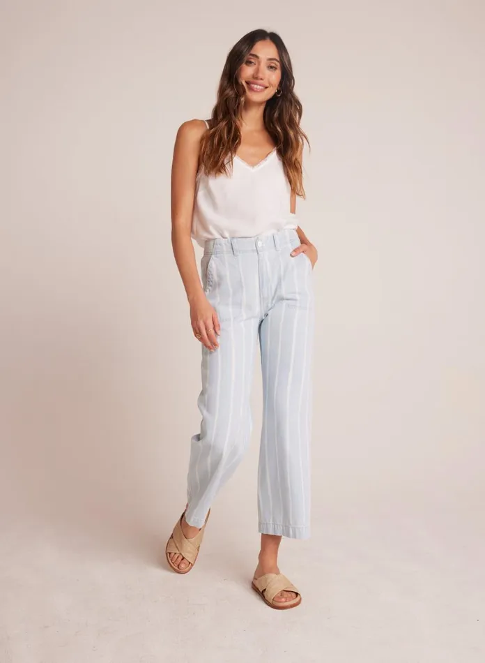 Pants Women Bella Dahl Blakely Utility Wide Leg Crop 8211 Bleach Stripe Wash Pants Women Bella Dahl Blakely Utility Wide Leg Crop 8211 Bleach Stripe Wash