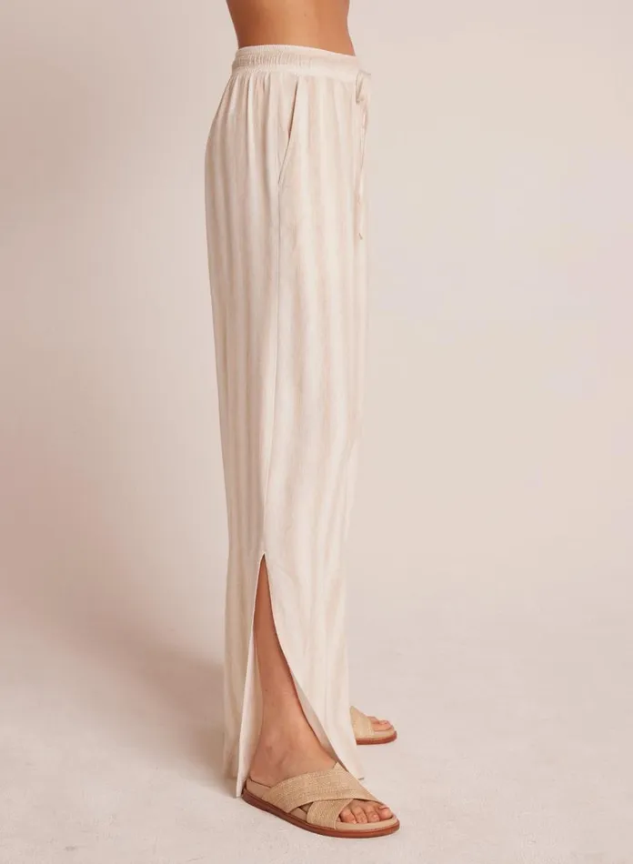 Pants Women Bella Dahl Side Slit Wide Leg Pant 8211 Playa Sand Stripe Pants Women Bella Dahl Side Slit Wide Leg Pant 8211 Playa Sand Stripe
