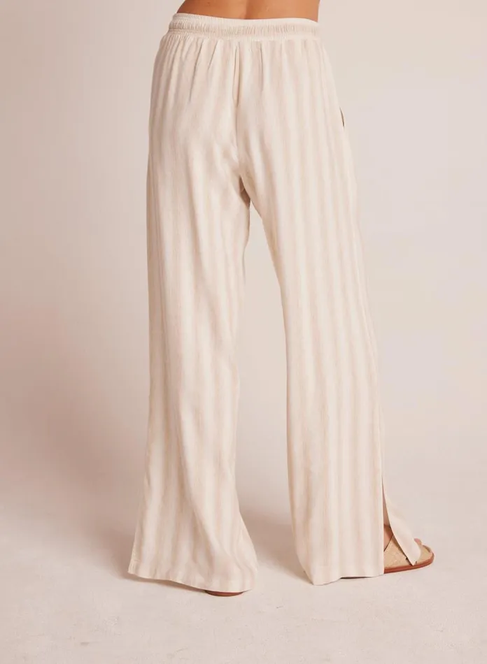 Pants Women Bella Dahl Side Slit Wide Leg Pant 8211 Playa Sand Stripe Pants Women Bella Dahl Side Slit Wide Leg Pant 8211 Playa Sand Stripe