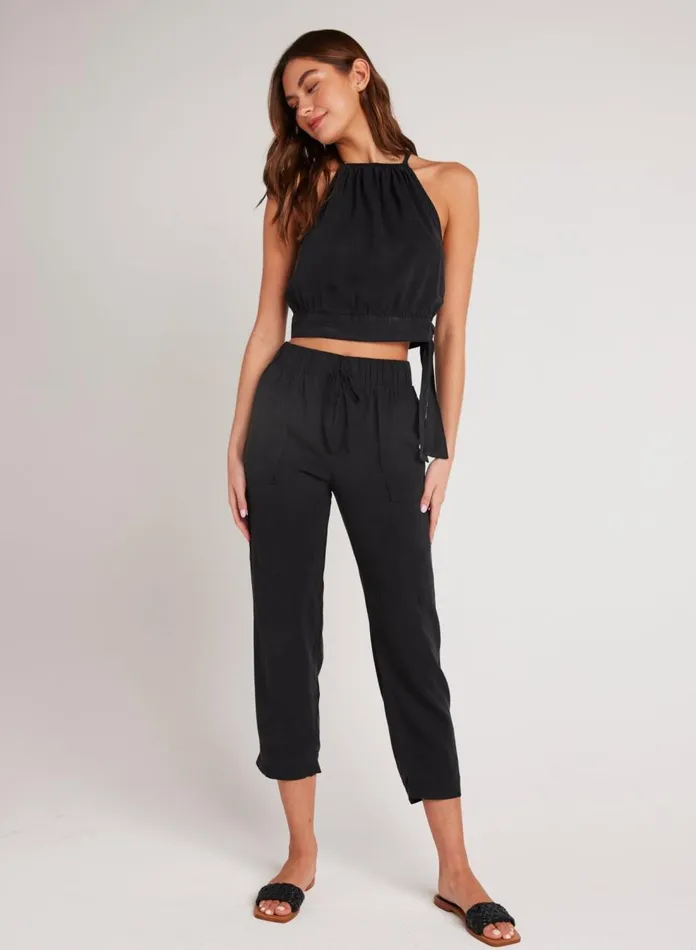 Pants Women Bella Dahl Utility Tie Waist Trouser 8211 Vintage Black