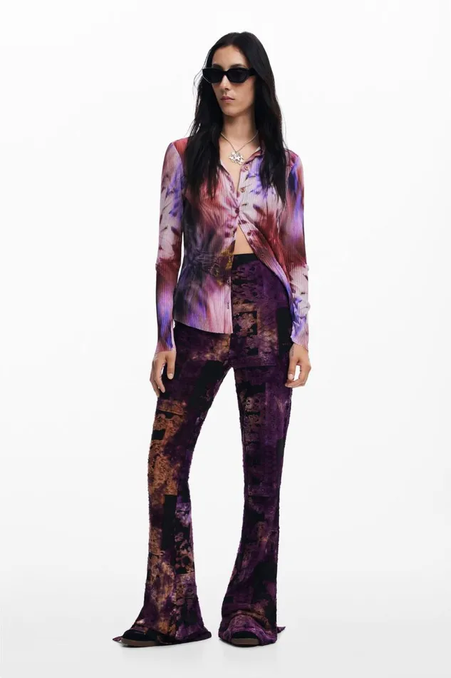 Pants Women Desigual Flared Devor Pants Blue