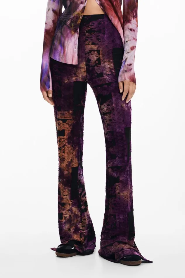 Pants Women Desigual Flared Devor Pants Blue