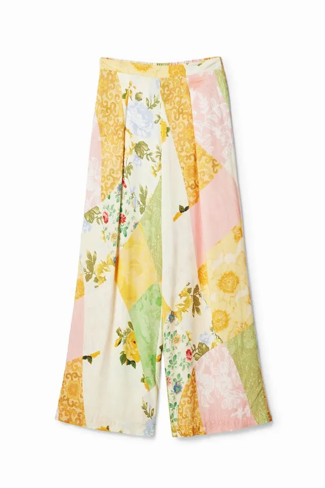 Pants Women Desigual Patched Palazzo Pants Materialfinishes