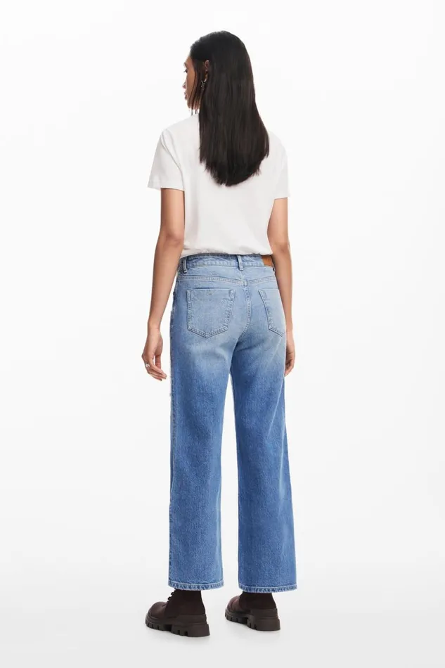 Pants Women Desigual Patchwork Jeans Blue
