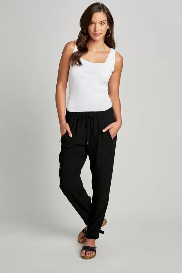 Pants Women Elie Tahari Buckle Cargo Pant Black