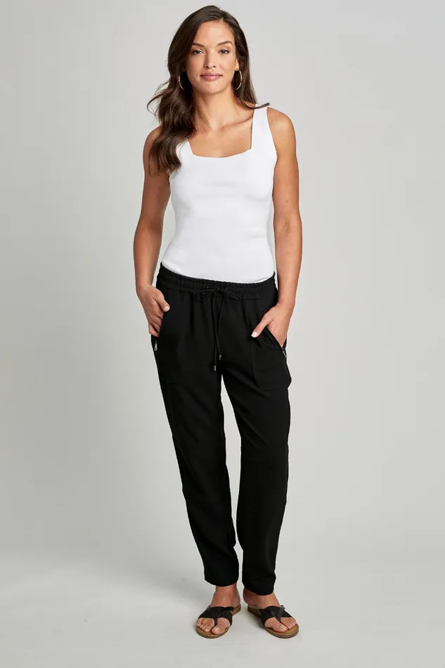 Pants Women Elie Tahari Buckle Cargo Pant Black