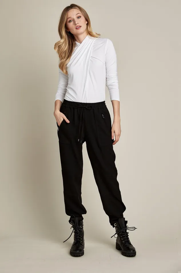 Pants Women Elie Tahari Buckle Cargo Pant Black