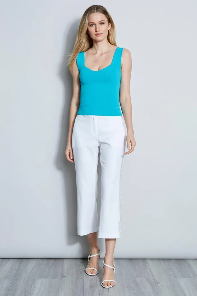 Pants Women Elie Tahari Embroidered Cropped Pant WHITE