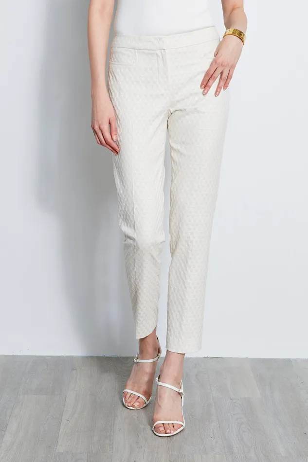 Pants Women Elie Tahari Jacquard Stretch Crop Pant VANILLA BEAN