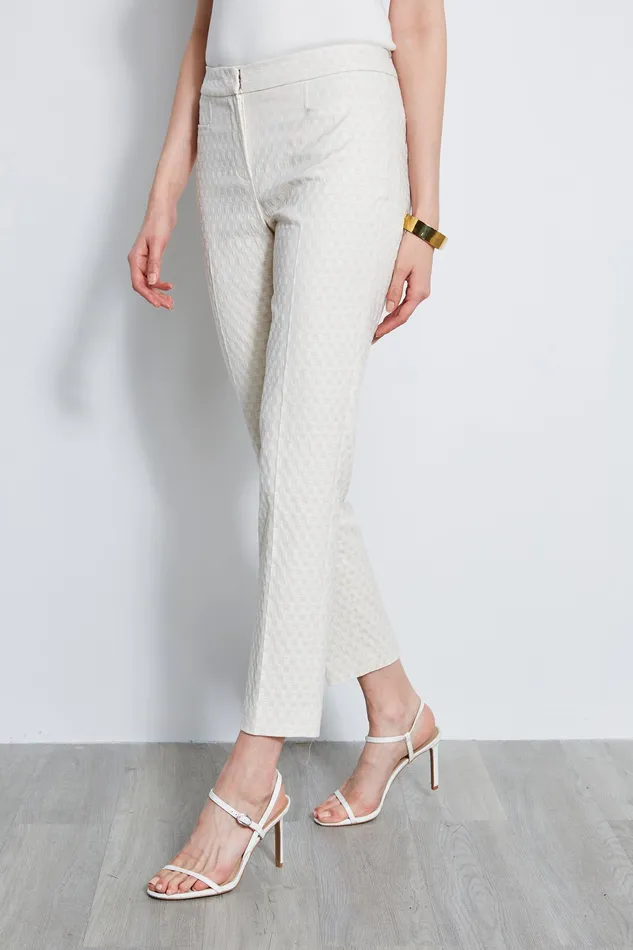 Pants Women Elie Tahari Jacquard Stretch Crop Pant VANILLA BEAN