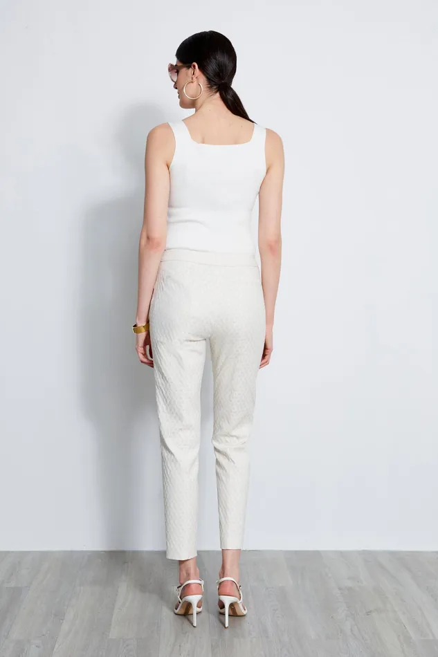 Pants Women Elie Tahari Jacquard Stretch Crop Pant VANILLA BEAN