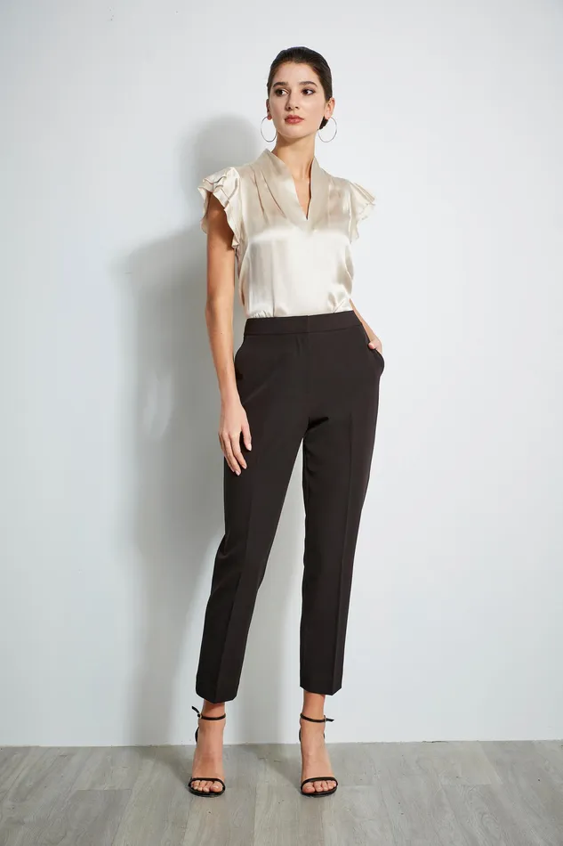 Pants Women Elie Tahari Slim Zip Pant NOIR