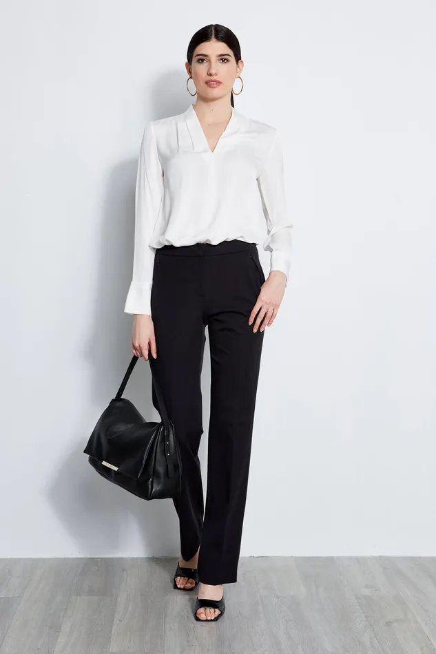 Pants Women Elie Tahari Straight Leg Stretch Pant BLACK
