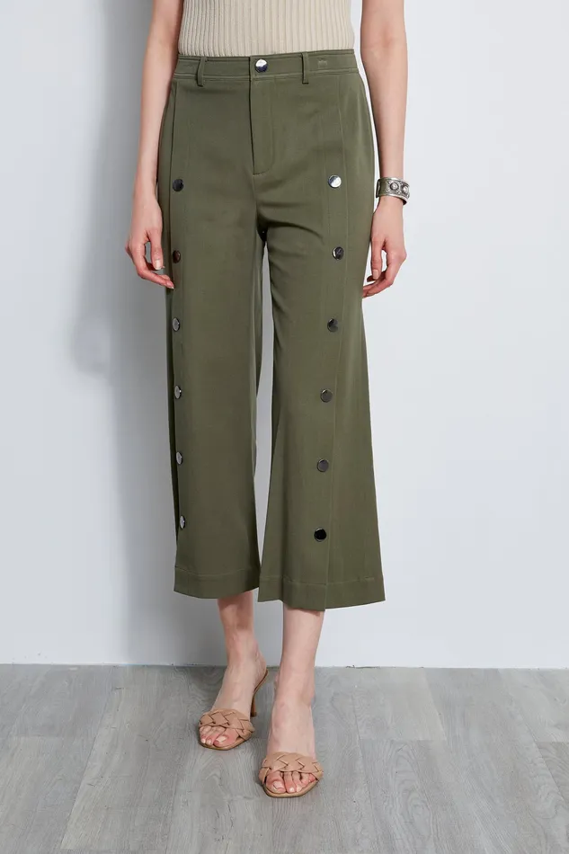 Pants Women Elie Tahari Stretch Twill Snap Pant WILLOW GREEN