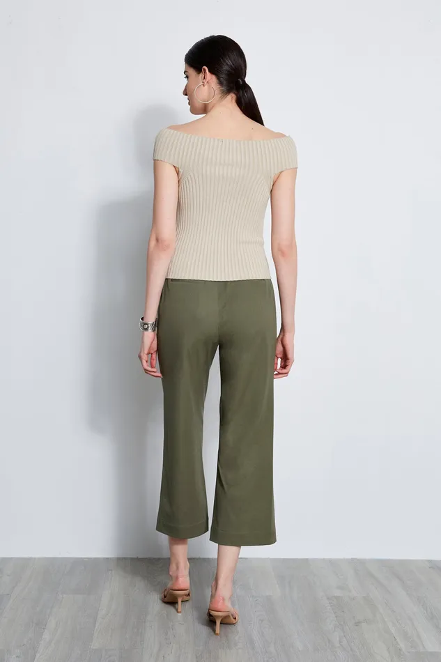 Pants Women Elie Tahari Stretch Twill Snap Pant WILLOW GREEN