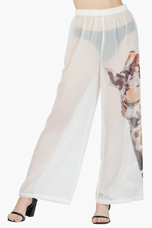 Pants Women Giraffe Chiffon Cover Up Pants America and Beyond