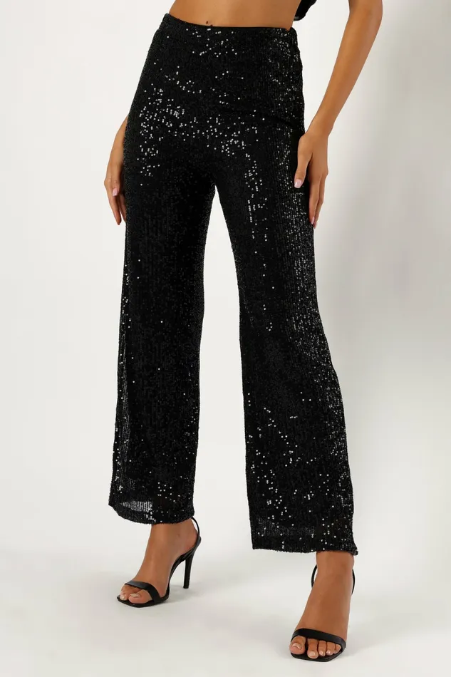 Pants Women Lilianna Sequin Flare Pant Black Petal and Pup