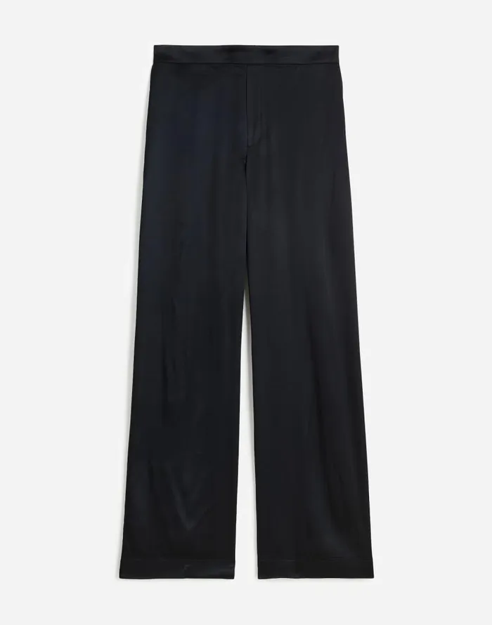 Pants Women Madewell PullOn Straight Pants In Stretch Satin True Black