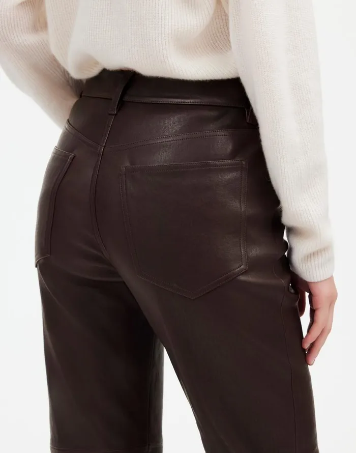 Pants Women Madewell The 03990s Straight MidRise Pant In Leather Dark Coffee