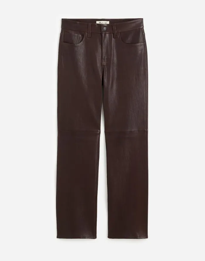 Pants Women Madewell The 03990s Straight MidRise Pant In Leather Dark Coffee