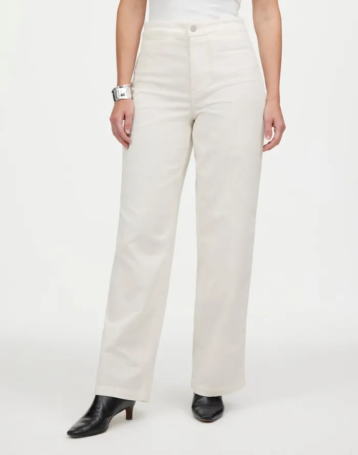 Pants Women Madewell The Curvy Emmett WideLeg Pant In Corduroy Welt Pocket Edition Winter White